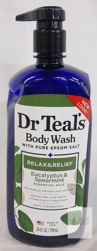 NEW Dr Teal's Body Wash 24oz Eucalyptus & Spearmint Pure Epsom Salt Pump Bottle Hydrating