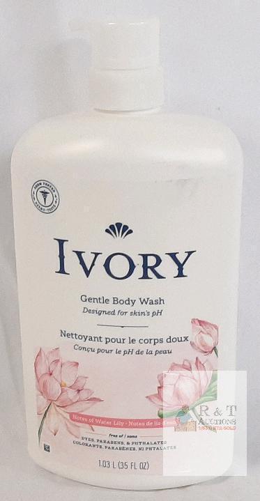 NEW Ivory Gentle Body Wash, Water Lily Scent, 35 fl oz Pump Bottle, Dye & Paraben-Free
