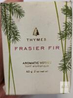 NEW Thymes Frasier Fir Aromatic Votive Candle 2oz, Siberian Fir Scent, 15hr Burn Time, Cotton Wick