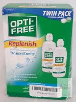 NEW OPTI-FREE Replenish Twin Pack, 2x10 fl oz Contact Lens Solution, Enhanced Comfort, Alcon, 2028 Exp