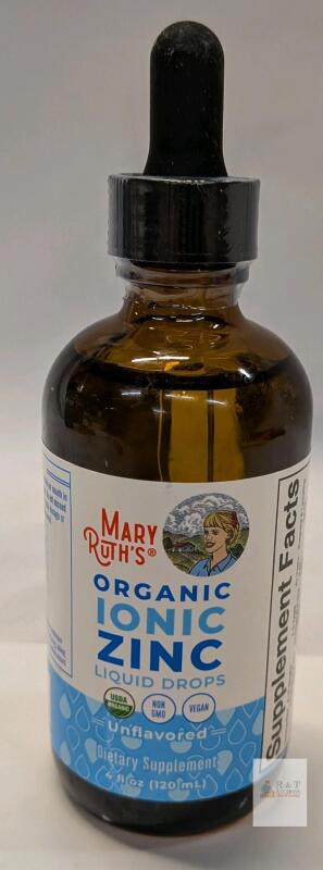 NEW MaryRuth's Organic Ionic Zinc Liquid Drops Unflavored 4 fl oz USDA Organic Non-GMO Vegan