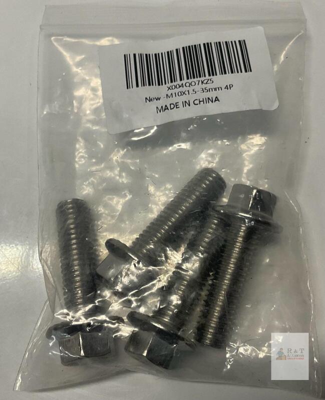 NEW M10 x 1.5 x 35mm Hex Flange Bolts, Pack of 4, Metric Coarse Thread, China, Barcode X004Q07KZ5