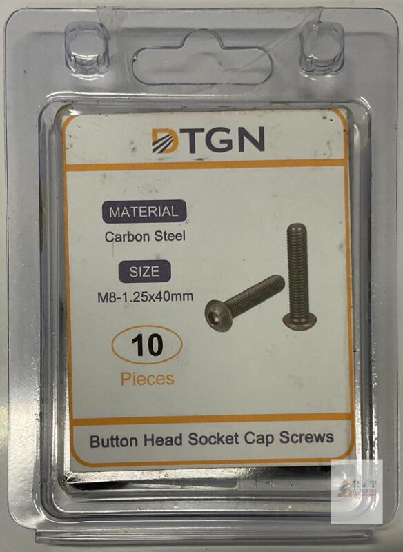 NEW TGN M8-1.25x40mm Carbon Steel Button Head Socket Cap Screws, 10 Pcs, Black Oxide, Hex Drive