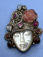 Vintage Spectacular Sajen Sterling Brooch Pendant Stones