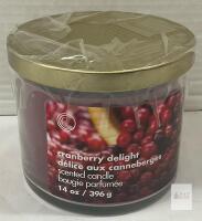 NEW Cranberry Delight Scented Jar Candle 14oz, Glass, Paraffin, Single Wick, Sealed