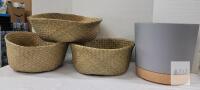 Seaforth Home Seagrass Baskets Set & Large Modern Grey Planter &ndash; Decorative Storage & Plant Containers