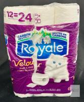 Royale Velour 2-Ply Bathroom Tissue, 12 Double Rolls (24 Regular), 142 Sheets/Roll, Carbon Neutral, Canada