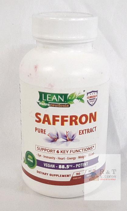 NEW Lean Nutraceuticals Saffron Pure Extract 88.5mg 90 Vegan Capsules, Exp 06/2028, Lot SF23/EC24-90
