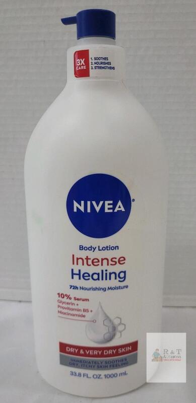 Nivea Intense Healing Body Lotion 33.8 fl oz Pump, 72h Moisture, For Dry & Very Dry Skin