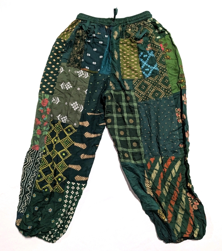 New Drawstring Patchwork Pants Made in India (Size Large/XL?)