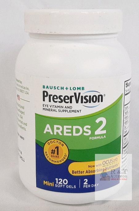 Bausch + Lomb PreserVision AREDS 2 Eye Vitamin Mini Soft Gels, 120 Count, Exp 8/2024, Lot 1857EWS11