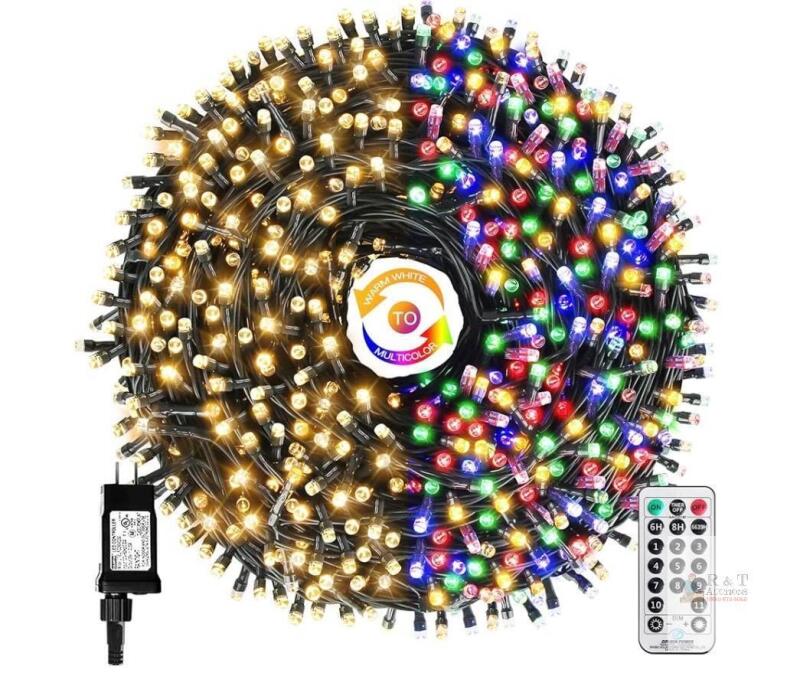 262ft 800 LED String Lights, Warm White & Multicolor, 11 Modes, Remote, MZD8391, US Plug Stock photo added.