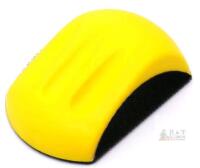 NEW Yellow Hand Sanding Block, Hook & Loop Attachment, 4.84"x3.15"x1.77", Ergonomic Grip, Plastic Body