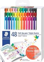 New STAEDTLER Triplus Fineliner Pens &ndash; 48-Color Set | Superfine 0.3mm Tip, Ergonomic Triangular Grip, Water-Based Ink, DRY SAFE Technology, No Bleed, Ideal for Writing, Drawing & Journaling