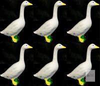 NEW 6 Ceramic Goose Figurines, White with Yellow Bill & Feet, Mixed Freestanding Status, 8" Tall