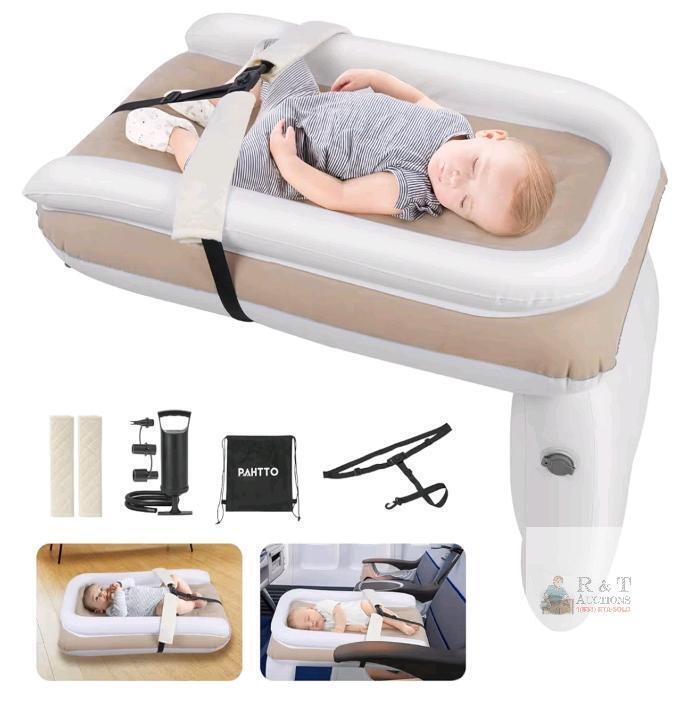 New - Pahtto Inflatable Airplane Bed for Children, Portable Travel Mattress for Toddlers and Babies with Hand Pump, Aeroplane Travel Utensils . Can also be used for car , van , train .