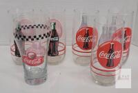 Set of 6 Coca-Cola Vintage Glasses &ndash; 5 Bottle Tumblers & 1 Diner Pint, 16 oz, Retro Design