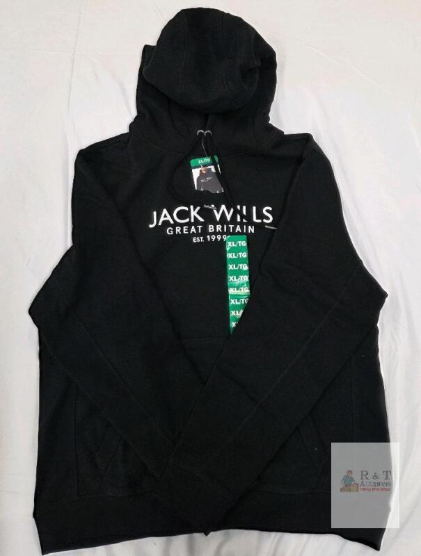 NEW Jack Wills Core Logo Pullover Hoodie Black XL Unisex, Drawstring Hood, Kangaroo Pocket