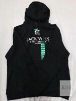 NEW Jack Wills Core Logo Pullover Hoodie Black XL Unisex, Drawstring Hood, Kangaroo Pocket