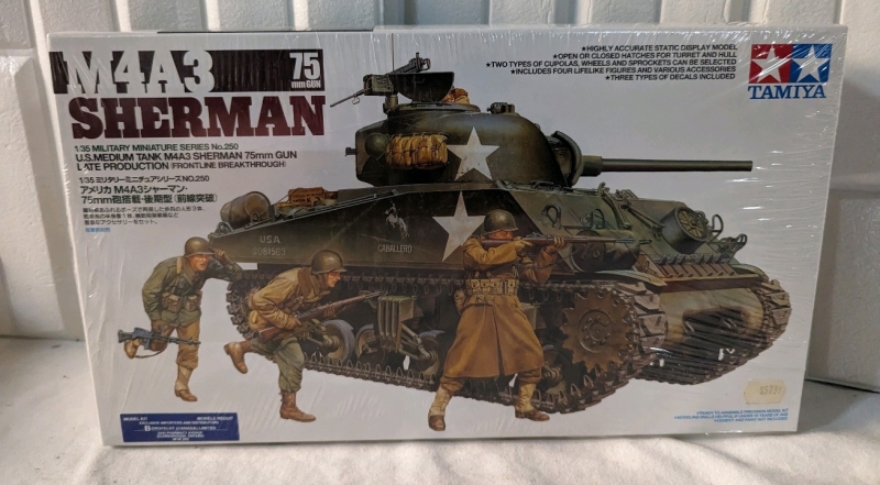 Tamiya M4A3 Sherman Tank Model.
