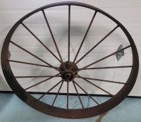 Antique Metal Tractor Wheel , 45 3/4" Diameter & 5" Wide - Garden Art
