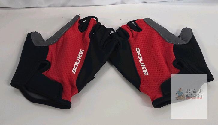 NEW SOUKE GL1927CA Fingerless Cycling Gloves, Large, Red/Black, Gel Padding, Breathable Mesh