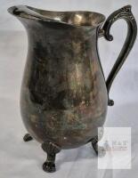 Regal Silver Hong Kong Silver-Plated Water Pitcher, 64oz, 8.5in Tall, Ornate Feet & Handle