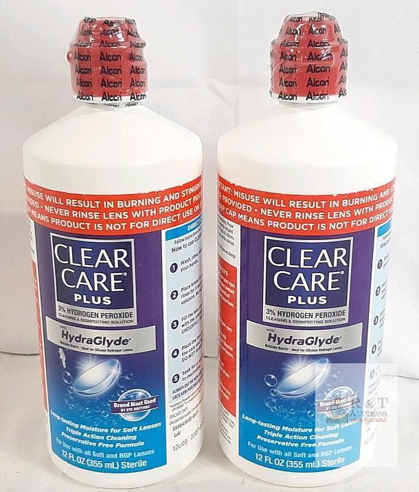 Clear Care Plus HydraGlyde Contact Lens Solution 3% Hydrogen Peroxide 2x12 fl oz, Expires 2027
