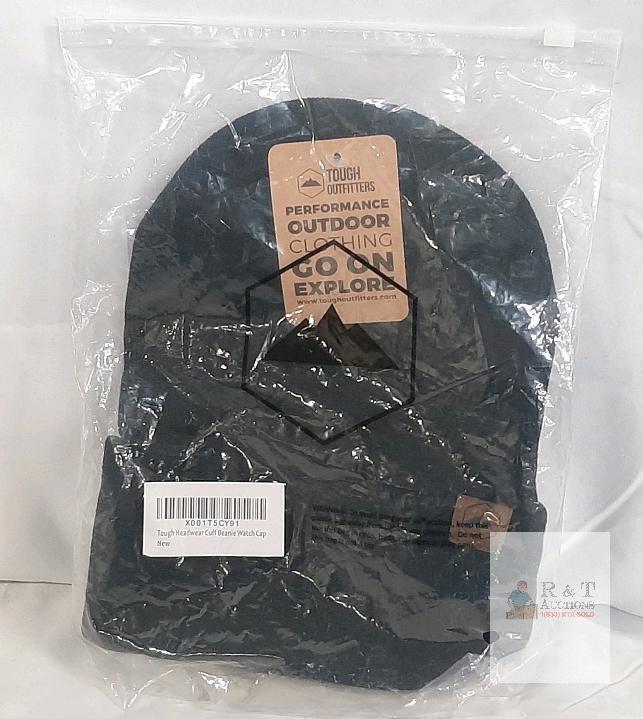 Tough Outfitters Cuffed Beanie Watch Cap Black, Acrylic, One Size, X001T5CY91, New with Packaging