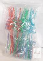 Game Controller Straws 24-Pack with Cards &ndash; Red, Green, Blue, Plastic