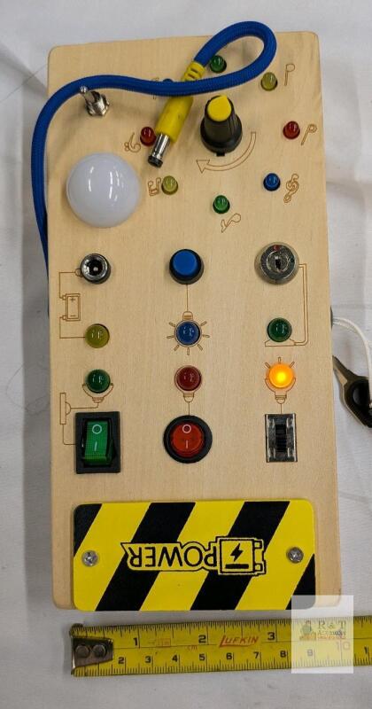 Montessori Busy Board Electric Activity Box &ndash; Lock Key, Buttons, Switches, Lights, 11.5&rdquo; x 5.75&rdquo;