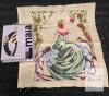 Maia "Pearls & Emeralds" Ert&eacute; Cross-Stitch Kit, Finished Lady with Roses Embroidery, Woven Scarf 60" - 4