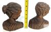 MCM Pair of J. Pinal Hand-Carved 6.5" Mexican Folk Art Wooden Bust Sculptures Signed Mid-Century - 4