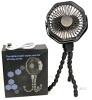 New Black Mini Fan With Flexible Octopus Tripod for Car Seat, Student Bed, Bike - USB Rechargeable, Desk Fan for Office, Baby Room or Outdoor
