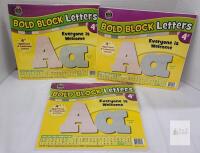 3 NEW Teacher Created Resources TCR 7153 Bold Block Letters 4" Multicolor, 230 Punch-Out Characters