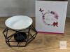 NEW Ceramic & Metal Geometric Tealight Candle Aroma Burner &ndash; Essential Oil Diffuser with Box
