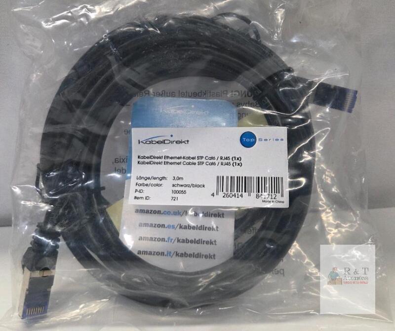 NEW KabelDirekt Cat6 Ethernet Cable, STP Shielded, RJ45, 3m (9.84 ft), Black, Top Series, UPC 426041484712