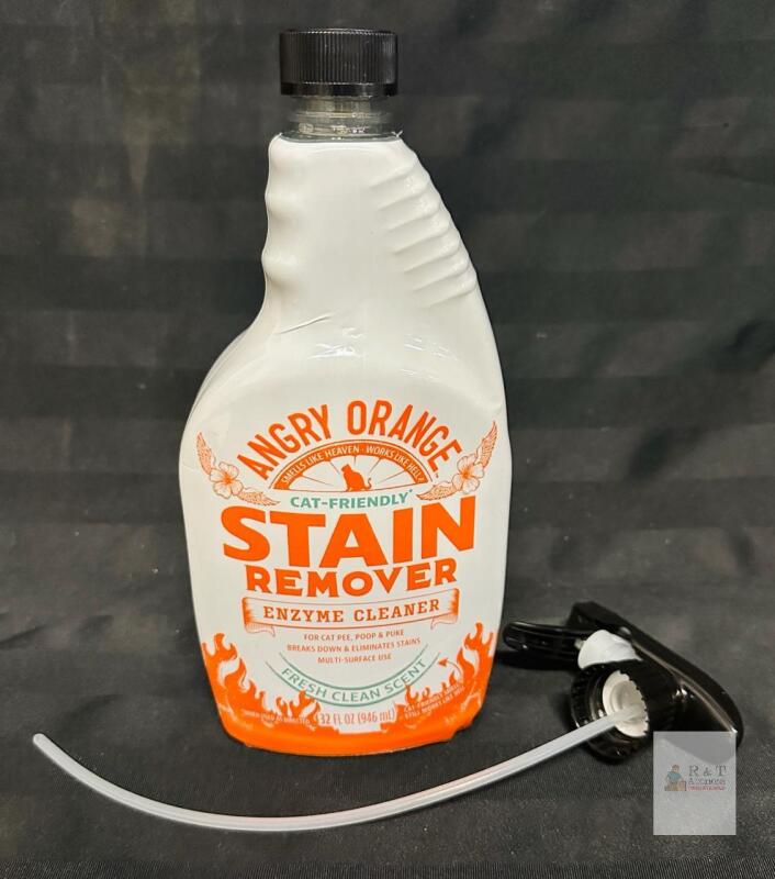 Angry Orange Cat-Friendly Enzyme Stain Remover 32 fl oz &ndash; Multi-Surface Cleaner, Spray Trigger Included
