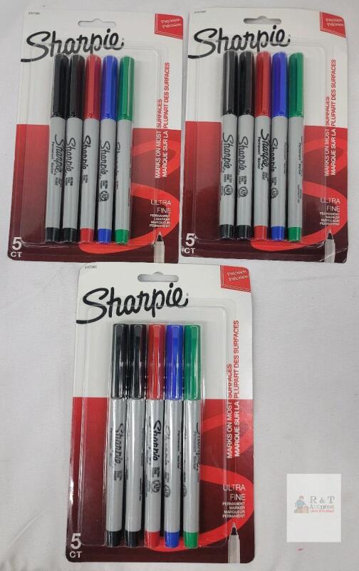 Sharpie Ultra Fine Point Permanent Marker 3-Pack Assorted Colors, Model 37675WC, 0.2 mm Tip