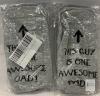 NEW Novelty Crew Socks for Men, Grey, "This Guy is One Awesome Dad" Print, Size US 6-12, 2 Pairs