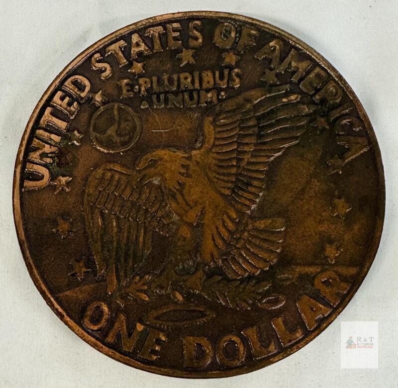 Eisenhower Dollar Eagle Decorative Wall Plaque &mdash; 6" Cast Metal, Hanging Hardware, Coin Design