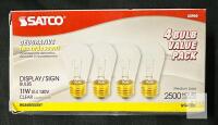 Satco S3965 Decorative Incandescent 11W S14 130V Medium Base Display/Sign Bulbs, 4 Pack, Clear