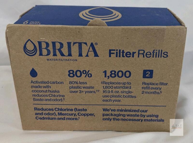 Brita OB07 Water Filter Refills 6-Pack, Activated Carbon, NSF/ANSI 42/53, BPA-Free, 40-Gallon Capacity