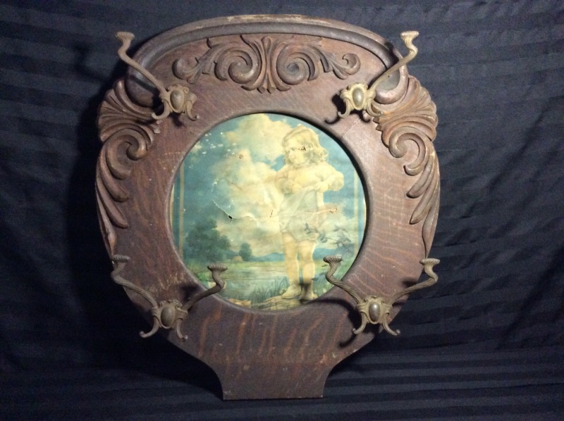 Antique Victorian Hall Mirror Coat Hook NO Mirror