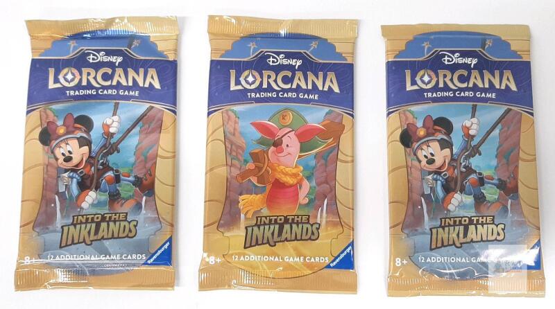 3 Disney Lorcana Into the Inklands Booster Pack, 12 Cards, Ravensburger TCG, 2024, Sealed