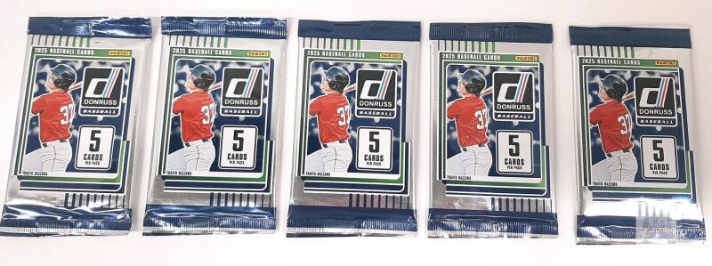 2025 Panini Donruss Baseball 5-Pack Lot, 5 Cards Each, Travis Bazzana Wrapper, Factory Sealed