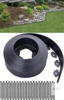 New Landscape Edging，55FT Garden Edging with 120 Spikes for Lawn 4 Inch Tall (55FT, Black)