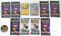 Pok&eacute;mon Trick or Trade & Journey Together Pack Lot, Pikachu Coin, Glaceon ex, Sleeved Pikachu