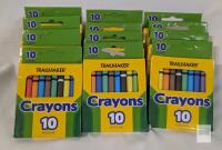 Trailmaker Crayons 10 Count Boxes, Nontoxic, 12 Packs, Assorted Colors, UPC 089305576892