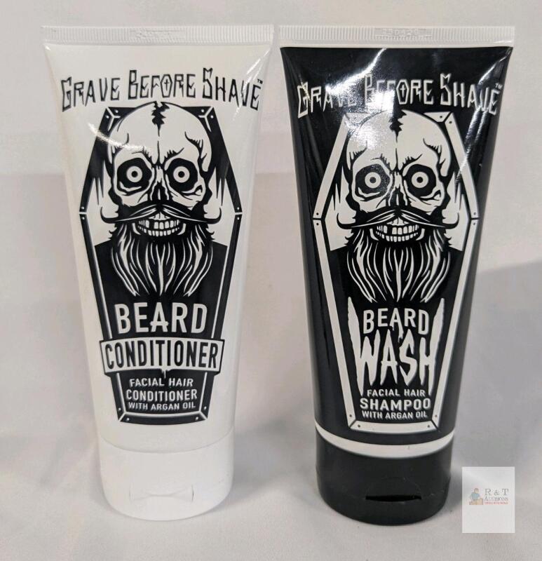 Grave Before Shave Beard Wash and Conditioner Set, 6oz Bottles, with Organic Oils, USA Made